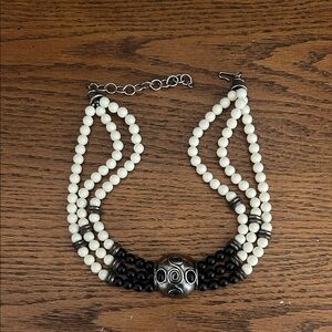 Elegant Black and Cream Beaded Necklace